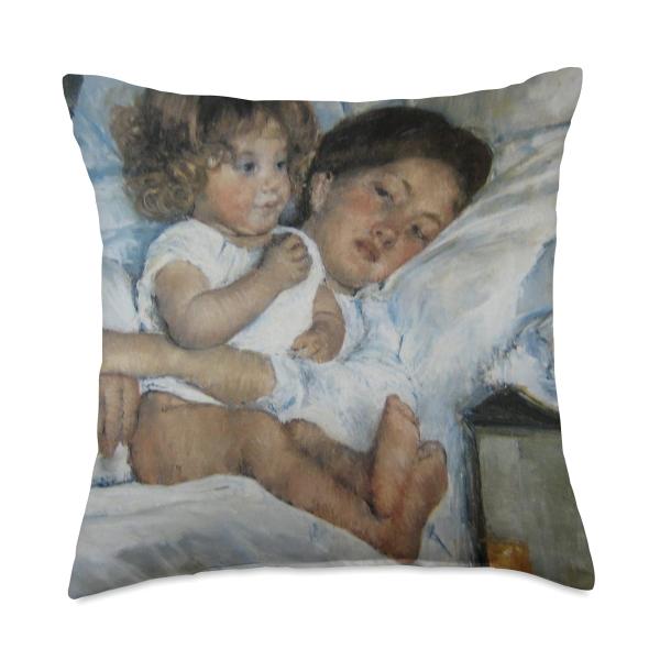 Mary Cassatt's Breakfast in Bed Throw Pillow