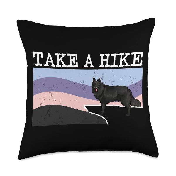 Take A Hike Belgian Sheepdog Funny Graphic Hiking Throw Pillow