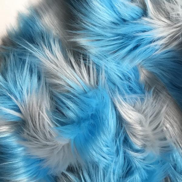 Bianna Cheshire Blue Gray Faux Fur Fabric, 60 inches Wide Options, American Seller, Luxury Shag Shaggy Material for Crafting, Sewing, Costumes, Fursui