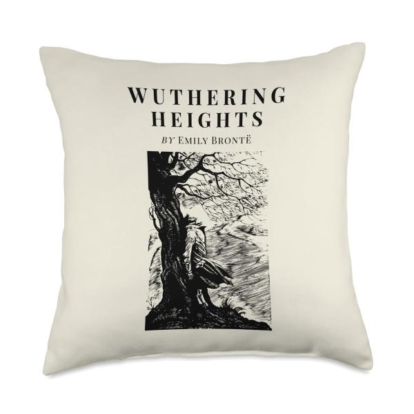 Wuthering Heights by Emily Bronte Vintage Book Cover Throw Pillow