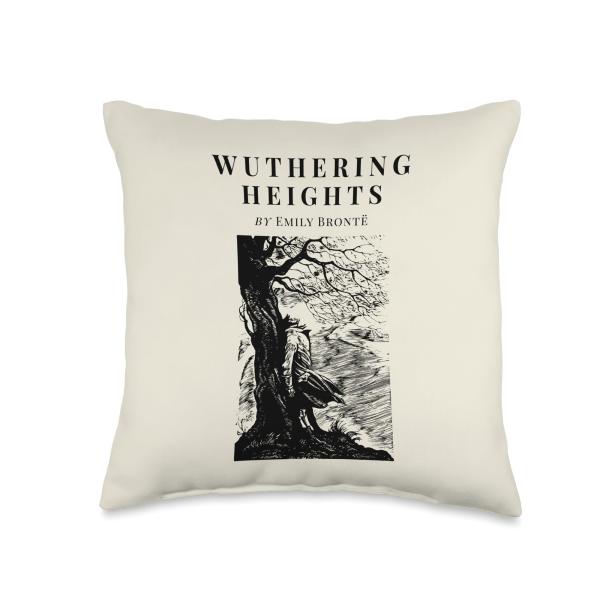 Wuthering Heights by Emily Bronte Vintage Book Cover Throw Pillow