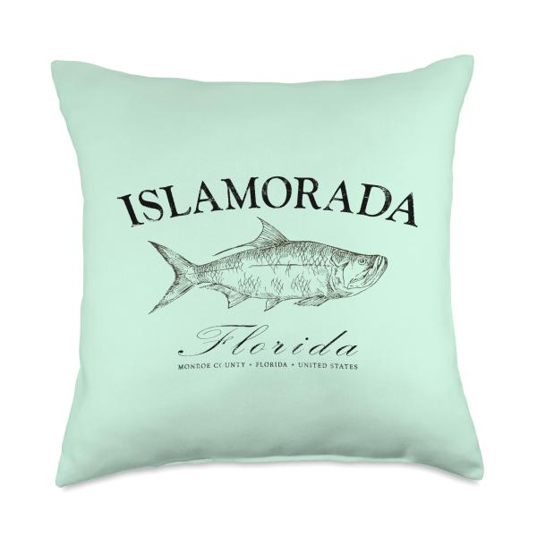 Islamorada Tarpon Gift for Fishing Diving Scuba Back Country Throw Pillow