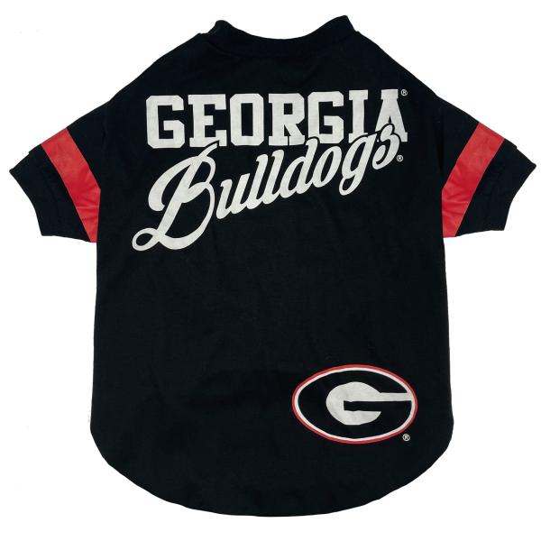 Pets First NCAA Georgia Bulldogs T-Shirt for Dogs ＆ Cats, Medium. Football/Basketball Dog Shirt for College NCAA Team Fans. Stripe Design, Durable ＆