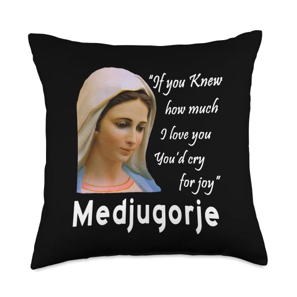 Our Lady Queen Of Peace Medjugorje Totus Tuus Virgin Mary Throw Pillow
