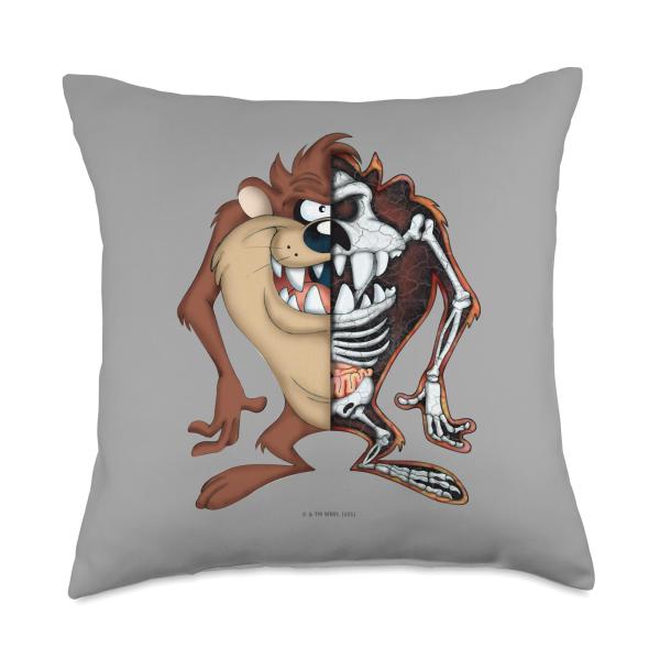 Looney Tunes Taz Half Skeleton Throw Pillow
