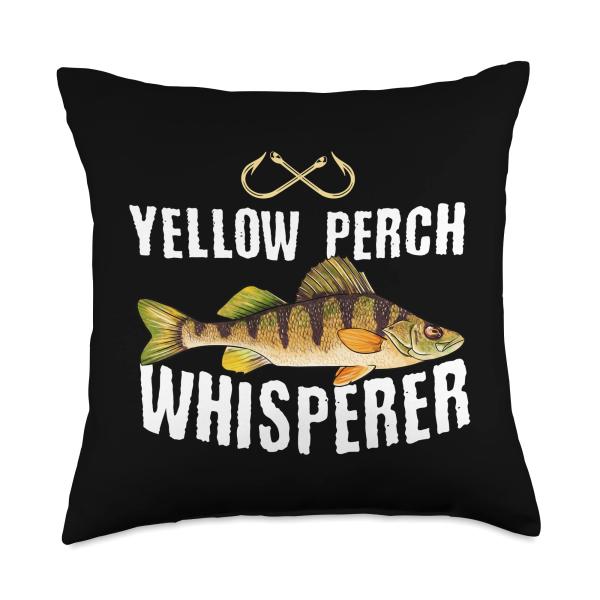 Funny Yellow Perch Fishing Freshwater Fish-erman Graphic Throw Pillow