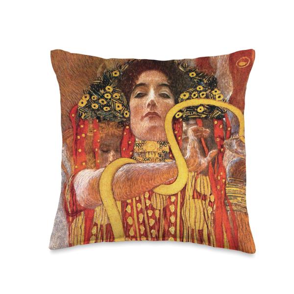 Gustav Klimt - Hygieia Medicine Greek Goddess of Health Throw Pillow