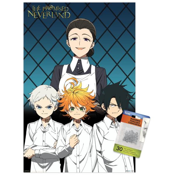Trends International 約束のネバーランド - Mom ＆ Orphans ウォールポスター、37.4 cm x 56.8 cm、プレミアムポスター＆プッシュピンバンドル