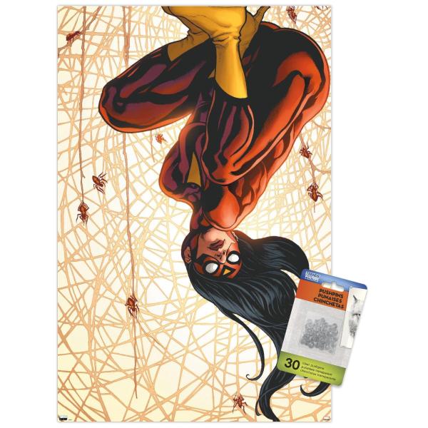 Trends International Marvel Comics Spider Woman - The New Avengers #15 Wall Poster, 14.72" x 22.37", Premium Poster ＆ Push Pin Bundle