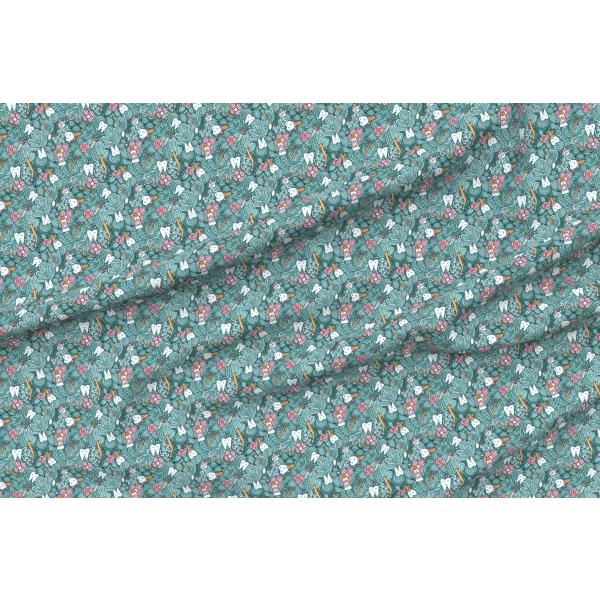 Spoonflower Fabric - Dentist Teeth Doodles Cute Tooth Scrubs Printed on Petal Signature Cotton Fabric by The Yard - Sewing Quilting Apparel Crafts Dec