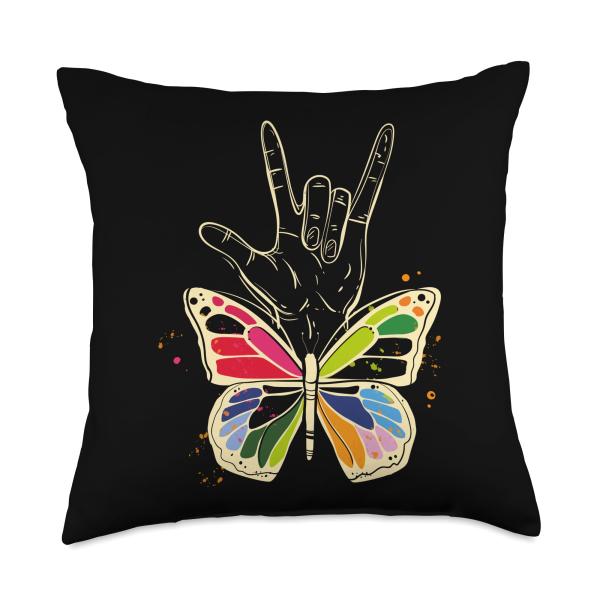 Hand Sign I I ASL I Love American Sign Language Throw Pillow