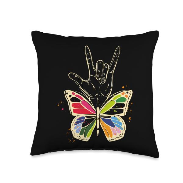 Hand Sign I I ASL I Love American Sign Language Throw Pillow
