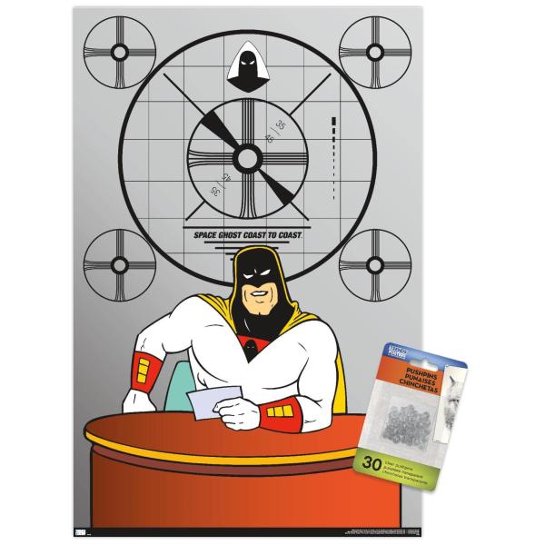 Trends International Space Ghost Coast to Coast - Desk Wall Poster, 14.72" x 22.37", Premium Poster ＆ Push Pin Bundle
