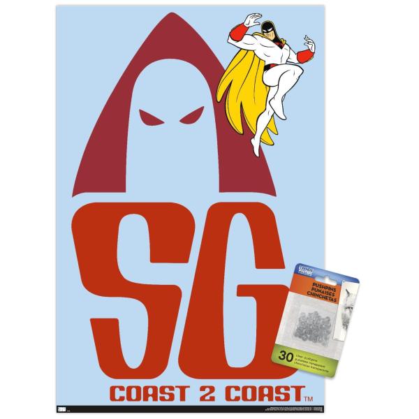 Trends International Space Ghost Coast to Coast - Logo Wall Poster, 14.72" x 22.37", Premium Poster ＆ Push Pin Bundle
