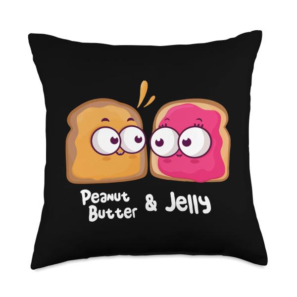 Kawaii Peanut Butter And Jelly Toast Matching Couple - PB＆J Throw Pillow