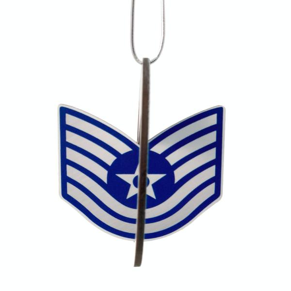 3D Birch Wood Ornament - Air Force Enlisted Chevron - Full-Color UV Print - 3.75″ x 3.75″ - Commemorative Military Gift for Airmen ＆ Families (E-6)