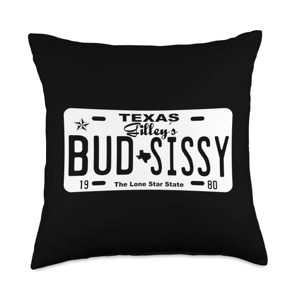Country Love Gilley's Bud N Sissy Texas Cowboy License Gift Throw Pillow