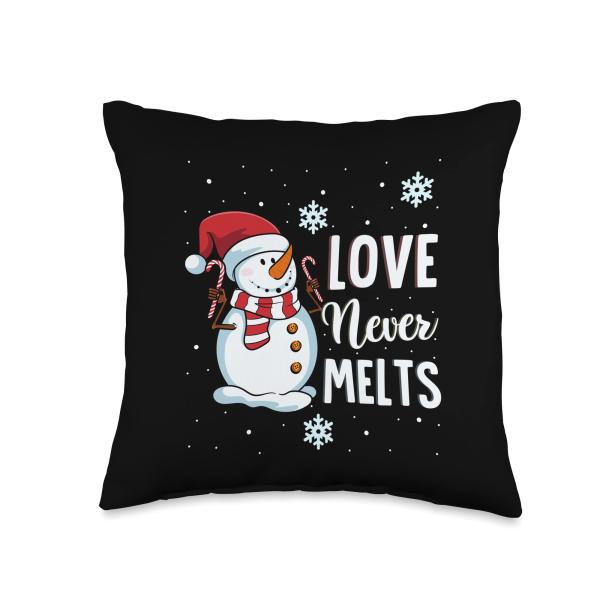 Love Never Melts Snow Snowflake Snowman Winter Snowmen Lover Throw Pillow