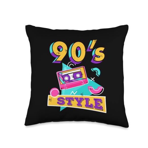 1990's 90s I Love Nineties Mixtape Vintage Cassette Tape Throw Pillow