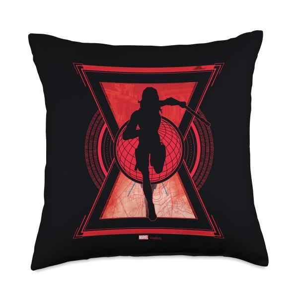 Marvel Black Widow Natasha Romanoff Red Hourglass Blueprint Throw Pillow, 18x18