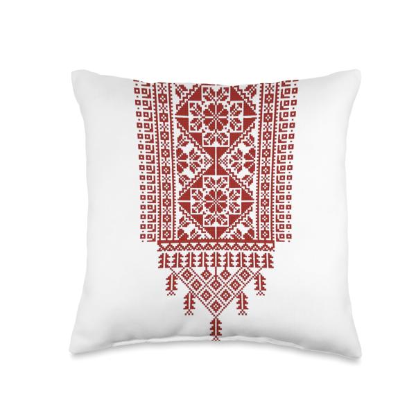 Palestine Women Arabic Girls Islamic Womens Folklore Thobe Throw Pillow