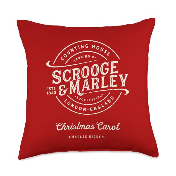 Christmas Carol, Scrooge ＆ Marley, Holiday Design, Tradition Throw Pillow
