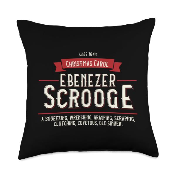 Christmas Carol, Ebenezer Scrooge, Holiday Design, Tradition Throw Pillow