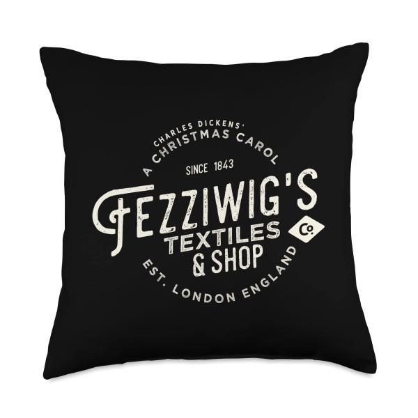 Christmas Carol, Fezziwigs, Scrooge, Holiday Design Throw Pillow