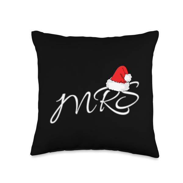 Mrs Santa Claus Matching Outfit Mr ＆ Mrs Design Cute PJ's Throw Pillow