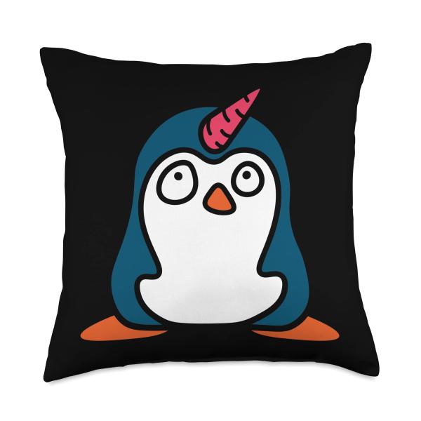 Penguinicorn Penguin Lover Magical Unicorn Bird Mytical Throw Pillow