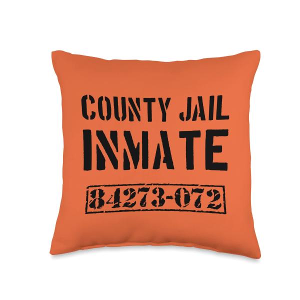 Fun County Jail inmate Prisoner Number Halloween costume Throw Pillow
