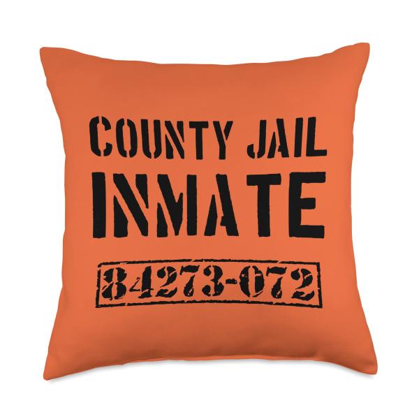 Fun County Jail inmate Prisoner Number Halloween costume Throw Pillow