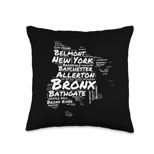 Boogie Down Bronx Neighborhoods Word Cloud Bronx New York Throw Pillow