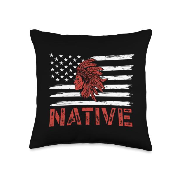 Patriotic Native American Native Pride Military Veteran Throw Pillow