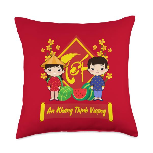 Kids Vietnamese New Year 2026 | An Khang Thinh Vuong Throw Pillow