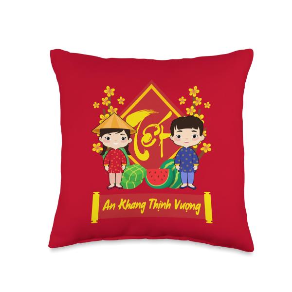 Kids Vietnamese New Year 2026 | An Khang Thinh Vuong Throw Pillow