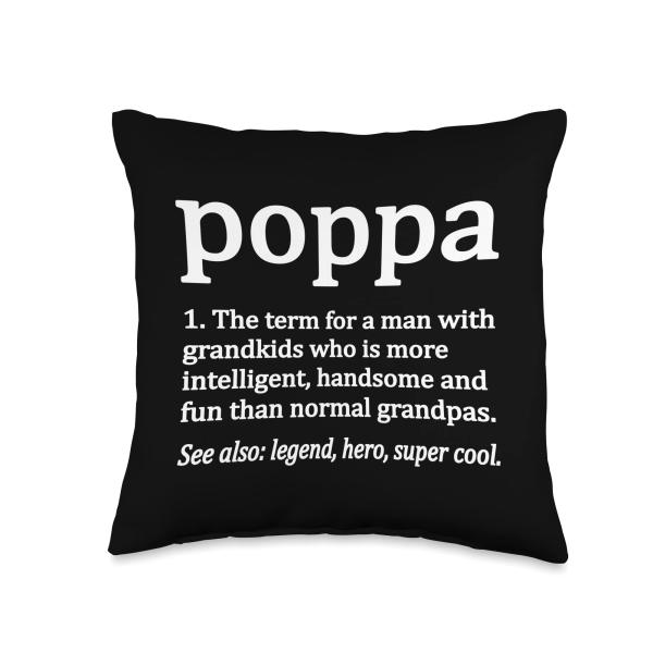 Poppa Definition Funny Poppa Grandpa Throw Pillow