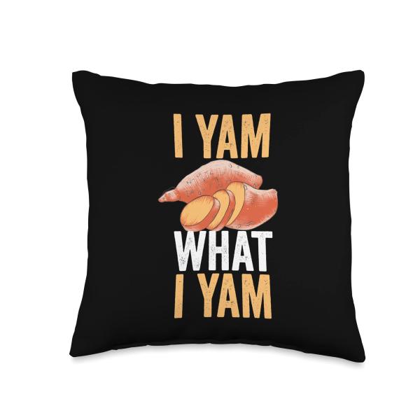I Yam What I Yam Funny Yam Lovers Sweet Potato Pun Christmas Throw Pillow