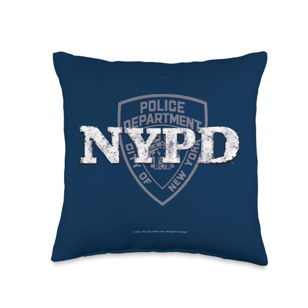 NYPD ロゴデザイン 装飾クッション ニューヨーク市 公式ライセンス品 両面プリント