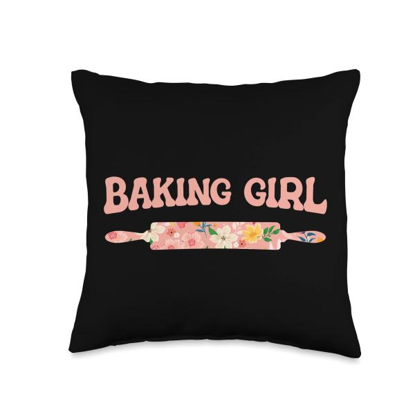 Baking Girl - Baking Muffins Cookie Cupcakes Bakery Baker Throw Pillow
