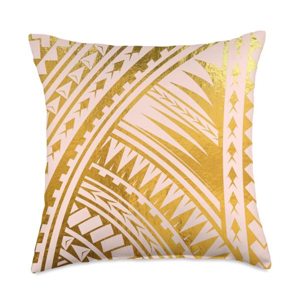 Samoan Polynesian Siapo Tatau Talofa Tapa Art Abstract Throw Pillow