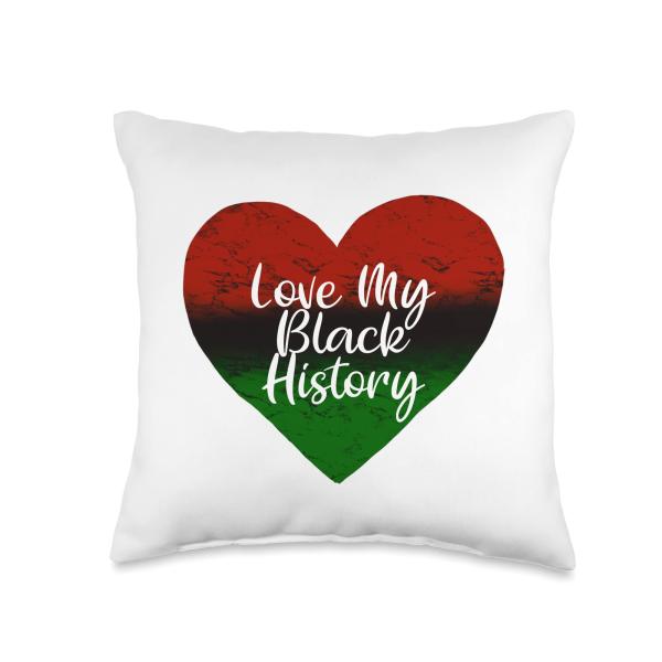 Love My Black History (Month) Valentine's Day Heart Throw Pillow