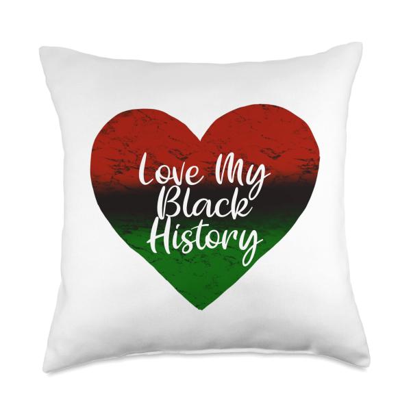 Love My Black History (Month) Valentine's Day Heart Throw Pillow