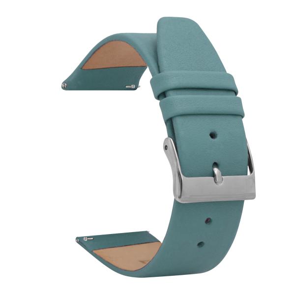 Shoptictoc Quick Release Leather Watch Band for Skagen - Baby Blue - Slim Replacement Watch Strap for Skagen Watches - Silver Buckle - 18mm