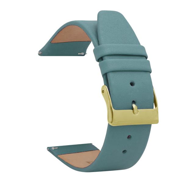 Shoptictoc Quick Release Leather Watch Band for Skagen - Baby Blue - Slim Replacement Watch Strap for Skagen Watches - Gold Buckle - 22mm