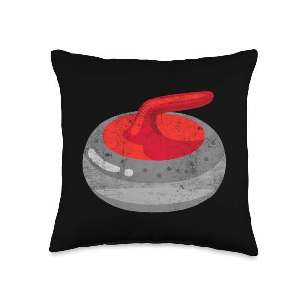 vintage curling stone Throw Pillow