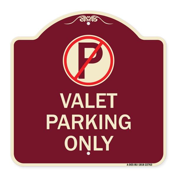 SignMission Designer Series Sign - Valet Parking Only | Burgundy 18" X 18" Heavy-Gauge Aluminum Architectural Sign | Protect Your Business ＆ Municipa