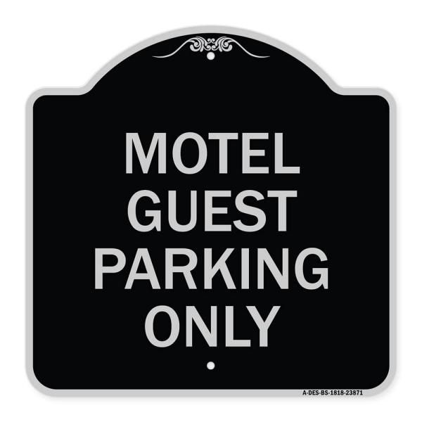 SignMission Designer Series Sign - Motel Guest Parking Only | Black ＆ Silver 18" X 18" Heavy-Gauge Aluminum Architectural Sign | Protect Your Busines