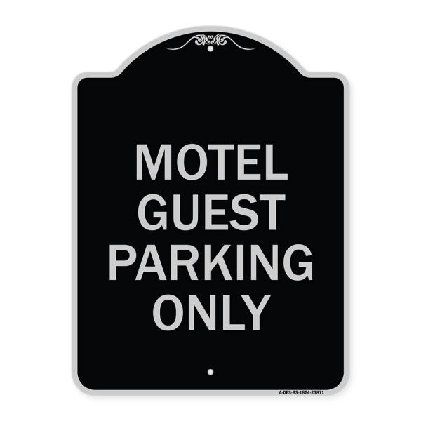 SignMission Designer Series Sign - Motel Guest Parking Only | Black ＆ Silver 18" x 24" Heavy-Gauge Aluminum Architectural Sign | Protect Your Busines