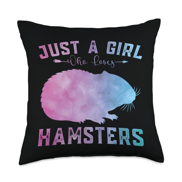 Funny Hamsters Lover Girls Just a Girl Who Loves Hamsters Throw Pillow
